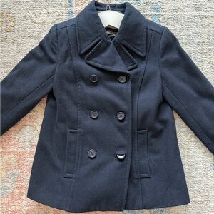 H&M Navy Double-Breasted Pea Coat